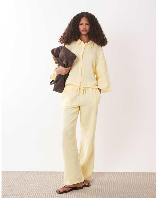 Jdy Natural Wide Leg Cheesecloth Trousers Co-ord