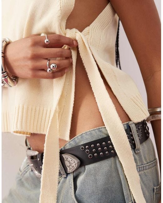 Reclaimed (vintage) Natural Knitted Layering Tank With Tie Sides