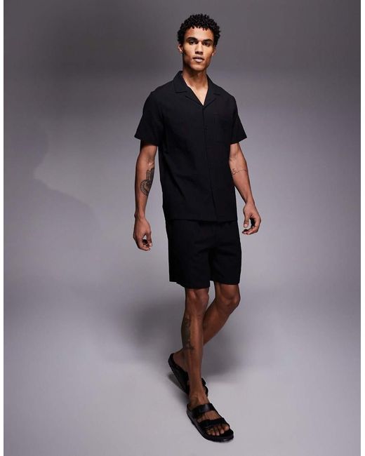South Beach Black Seersucker Shirt for men