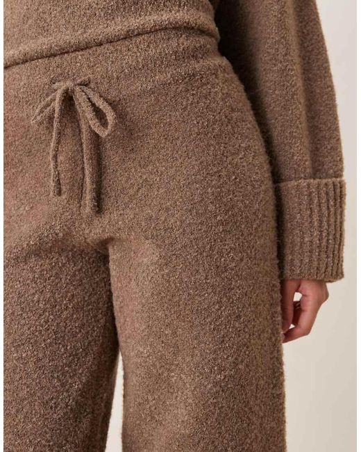 Pretty Lavish Natural Textured Knit Drawstring Wide Leg Trouser Co-Ord