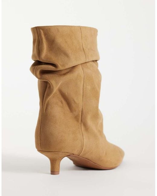 ASOS Natural Rosario Slouch Kitten Heel Boots
