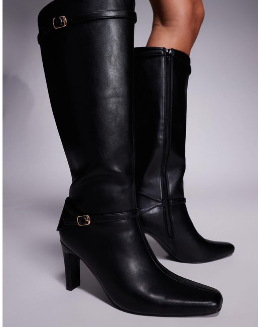 Public Desire Black – poppy – kniehohe stiefel