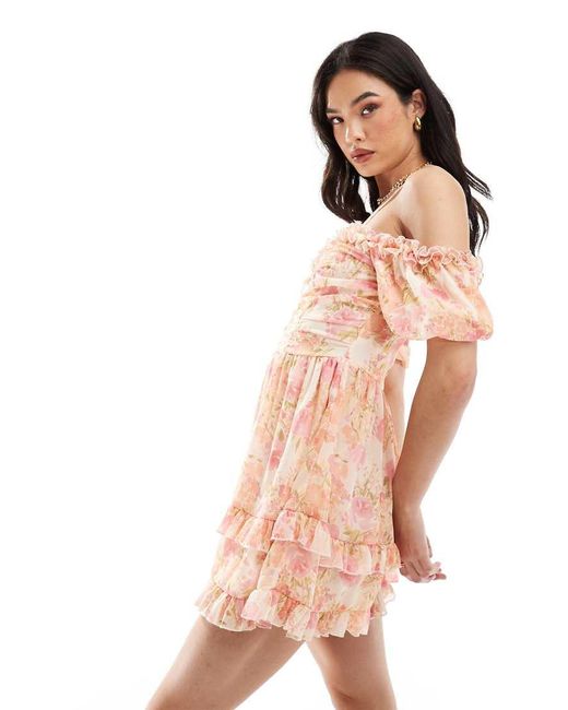 Miss Selfridge Pink Occasion Chiffon Ruffle Mini Dress