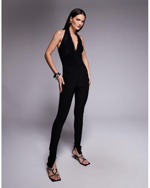 River Island Black Lace Trim Bodysuit
