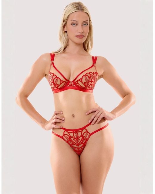 Playful Promises Red Lilith Graphic Embroidery Bra