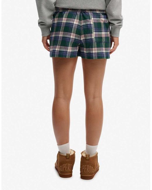 Superdry Gray Cotton Check Elastic Shorts