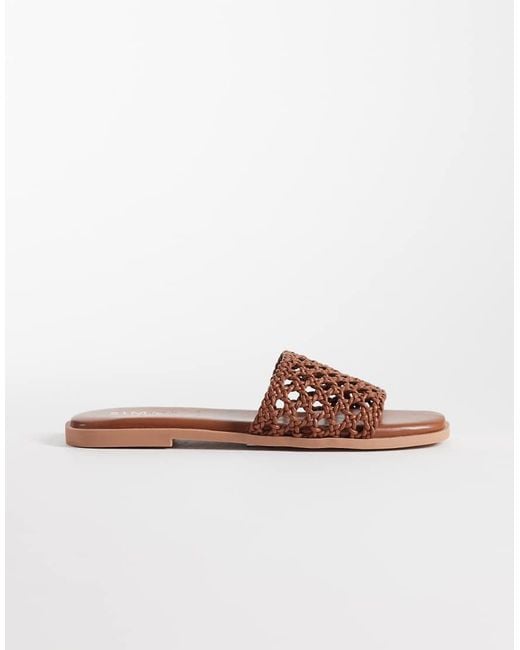 SIMMI Brown Simmi London Luna Woven Flat Sandals