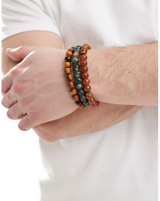 ASOS Pink Festival Beaded 3 Pack Bracelets for men
