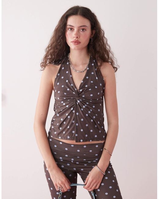 Collusion Brown Polka Dot Halter Top