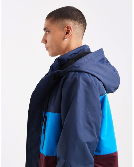 Threadbare Blue Zip Through Ski Jacket With Hood for men
