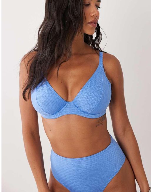Peek & Beau Blue Textured Underwire Bikini Top