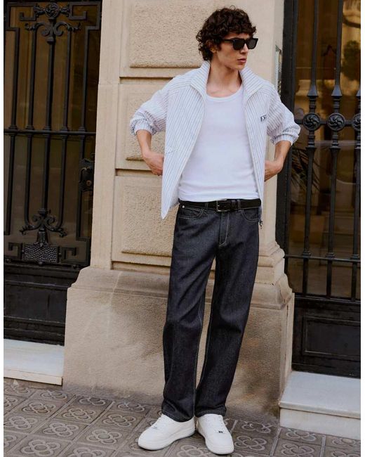 Bershka Black Tall Straight-Leg Jeans for men
