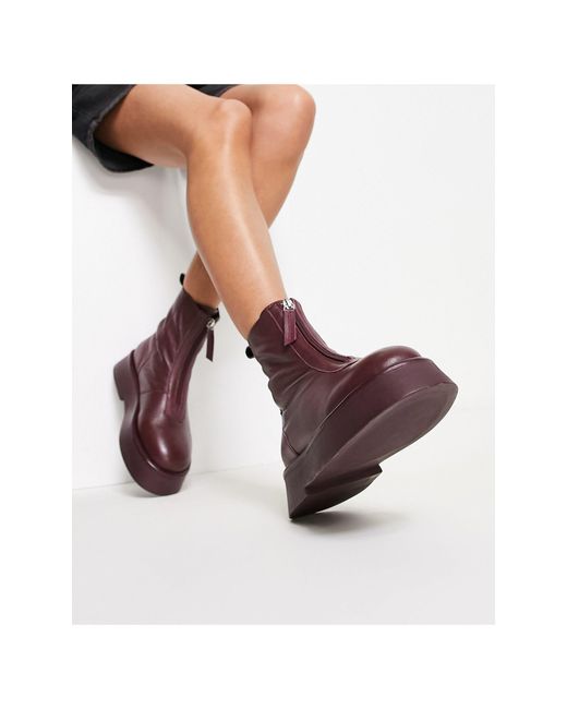 ASOS Red Atlantis Leather Zip Front Boots