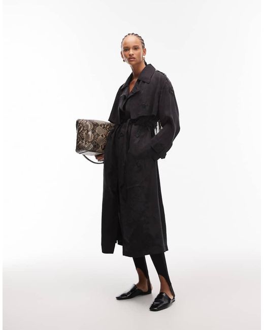 AllSaints Black Linnie Lightweight Belted Trench Coat