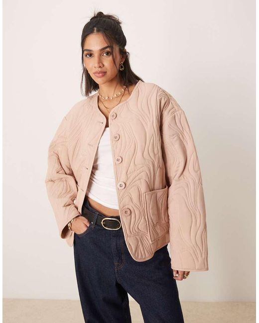 ASOS Natural Textured Quilted Cotton Jacket