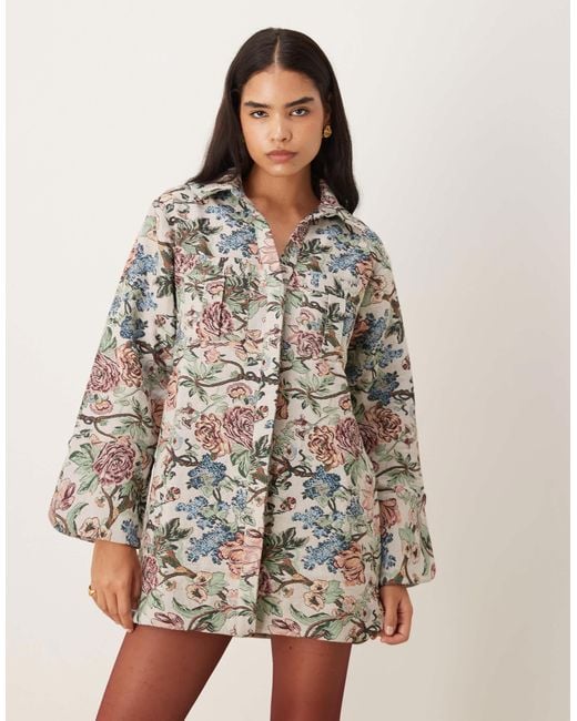 ASOS Brown Mini Shirt Dress With Wide Cuffs And Oversized Pockets