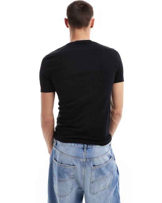Camiseta ajustada negra con cuello redondo ASOS de hombre de color Black