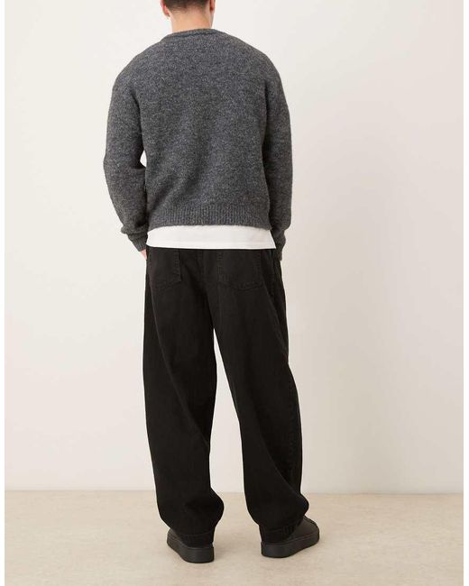 ASOS Gray Oversized Tapered Jeans for men