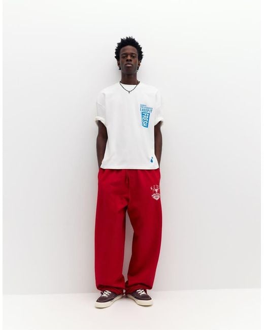 Pull&Bear Red Short Sleeve T-shirt With Graphic for men