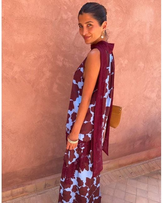Never Fully Dressed Red Maeva Satin Bias Maxi Co-Ord Skirt
