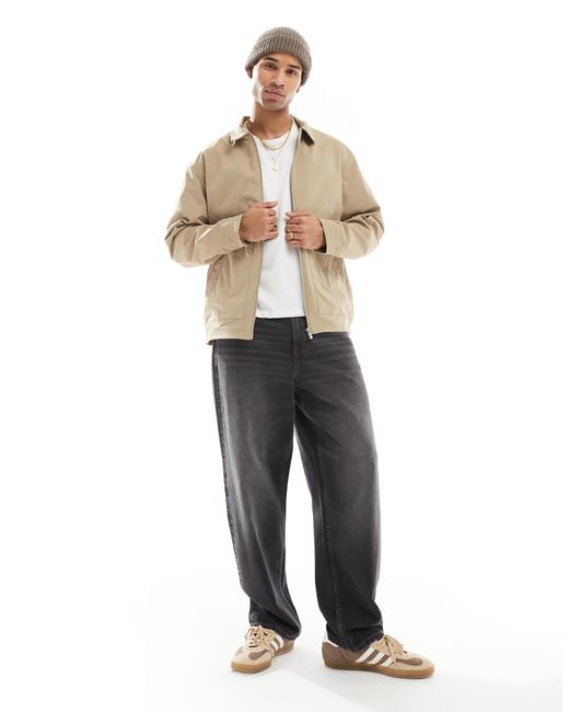 Jack & Jones – harrington-jacke aus twill in Natural für Herren