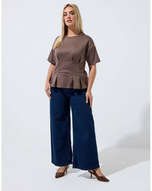 Yours Clothing Blue Cinched Waist T-Shirt