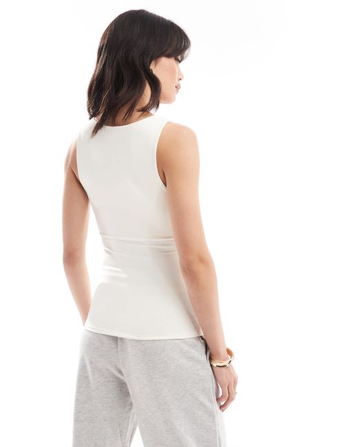 ONLY White Reversible Seamless Square Neck Vest Top