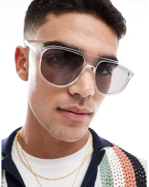 Gafas De Sol Transparentes De Estilo Aviador Con Lentes Ahumadas De ASOS de hombre de color Multicolor
