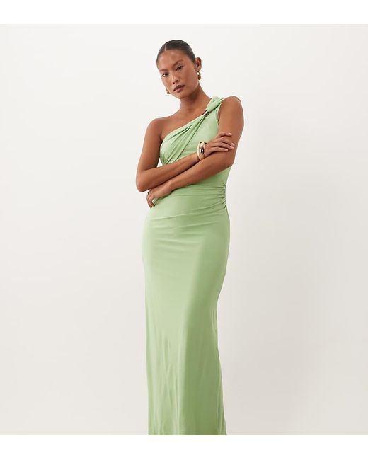 Forever New Green Slinky One Shoulder Hardware Detail Maxi Dress