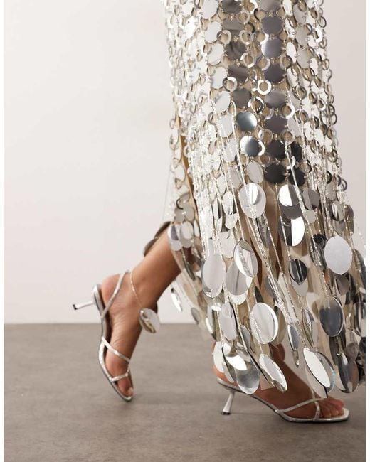 ARRANGE Brown Curve Futurist Sequin Fringe Hem Midi Skirt