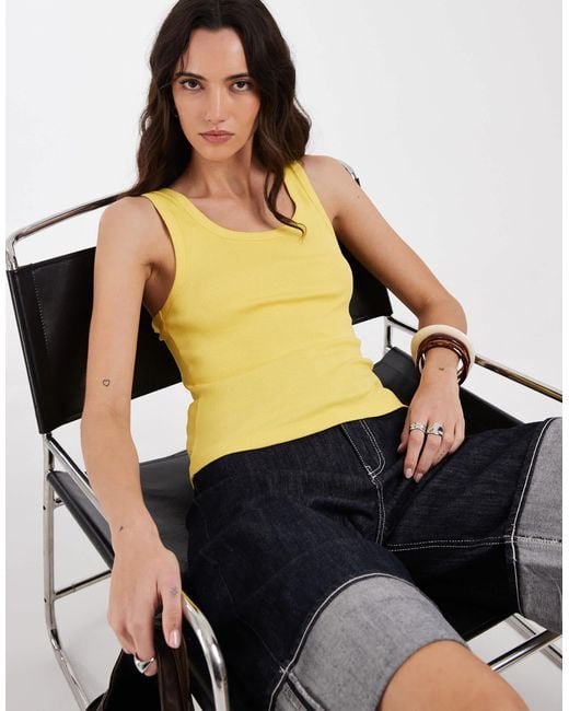 ASOS Black Thick Binding Rib Scoop Neck Singlet