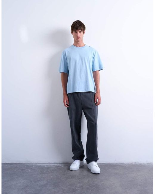 Topman Blue Cropped Fit T-Shirt for men