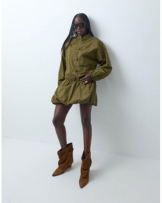 ASOS Green Mandarin Collar Bubble Dress