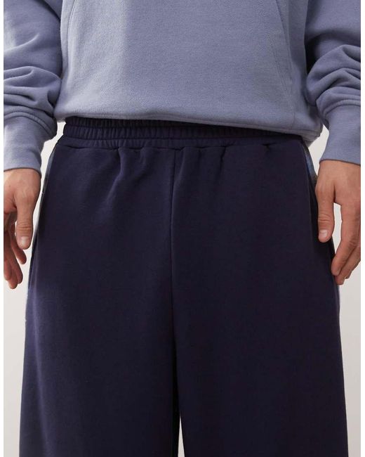 Reclaimed (vintage) Joggingbroek Met Wijde Pijpen En Geruite Streep Aan De Zijkant in het Blue voor heren