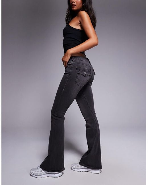 True Religion Blue Joey Low Rise Flare Jeans With Flap Pocket