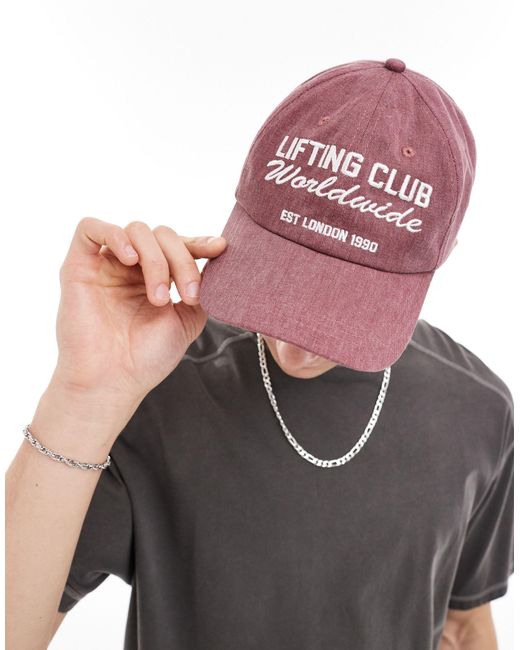 ASOS 4505 Pink Washed Cotton Cap With Logo for men
