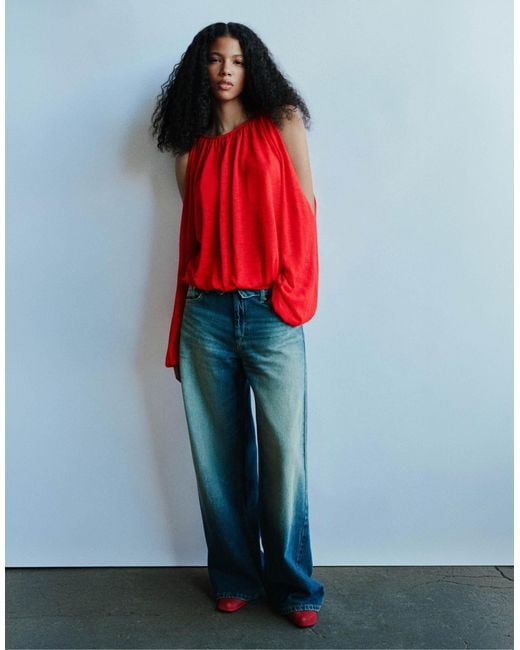 Pull&Bear Red Oversize-pullover mit raffungen