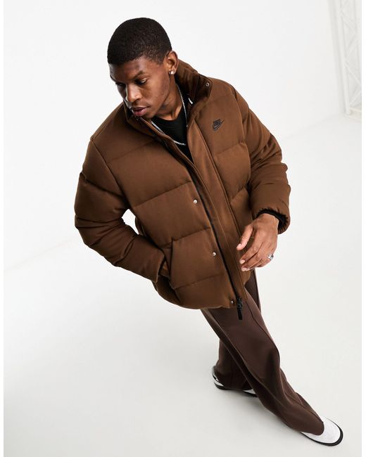 Nike Brown Tech Fleece Puffer Jacket for men