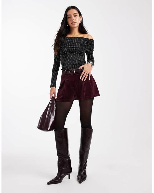 Miss Selfridge Black Tailo Velvet Micro Short