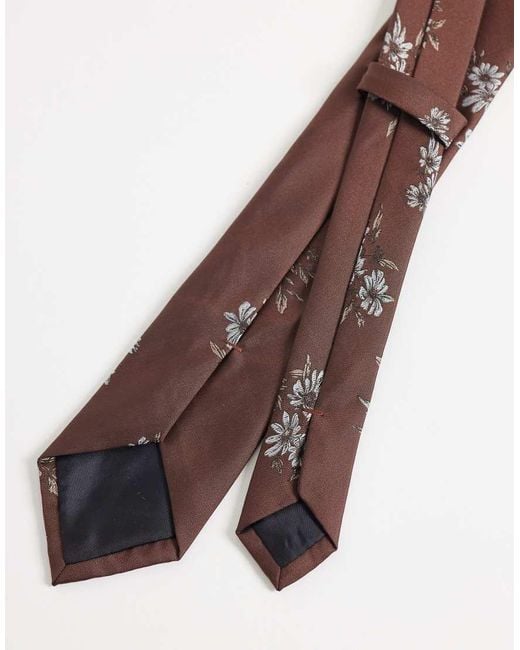 ASOS Brown Floral Graphic Print Tie for men