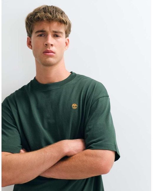 Timberland Green Short Sleeves Tee (Relaxed) for men
