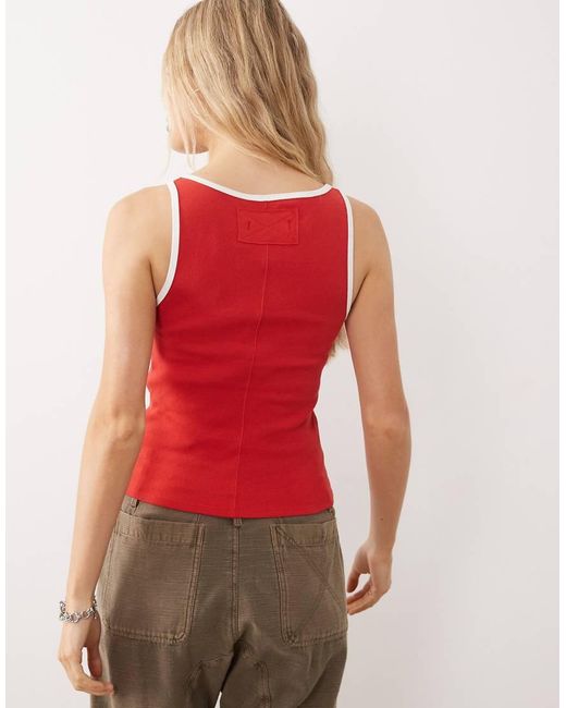 Free People Red Moxie Contrast Tank Top
