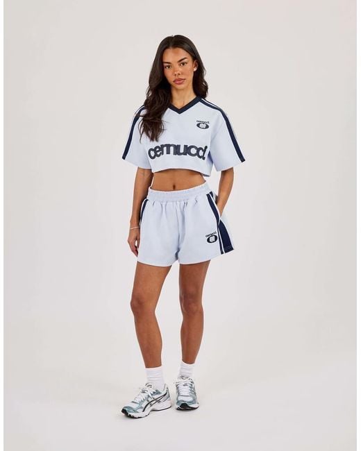 CERNUCCI White Cropped Short Sleeve Football Top