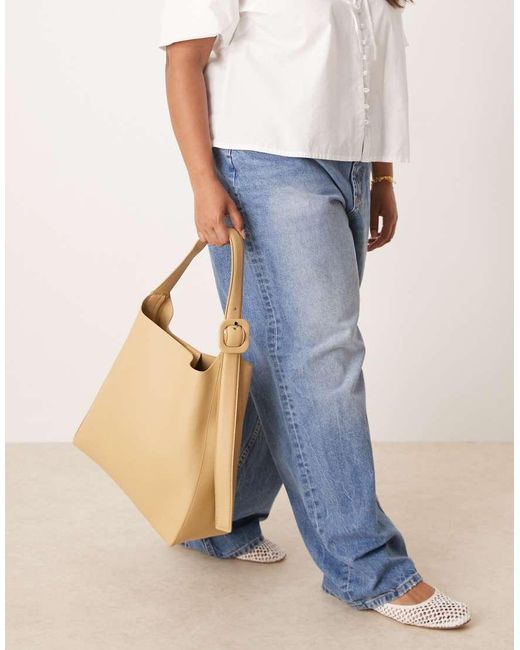 Borsa A Mano Classica Color Latte Con Manico Regolabile di Mango in Natural