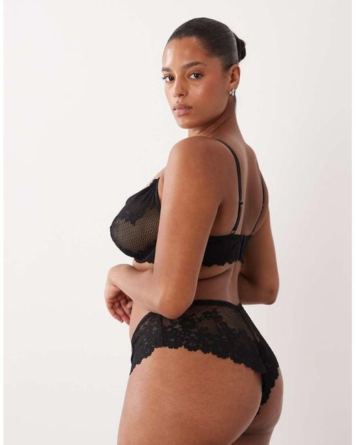 ASOS Black Asos Design Curve Ruby Lace High Leg Thong