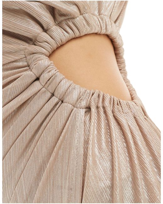 ASOS Natural Metallic Sleeveless Twist Detail Maxi Dress
