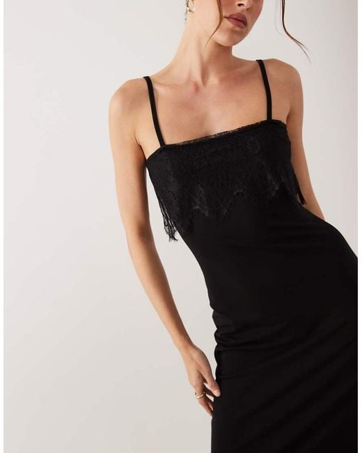 ASOS Black Lace Trim Ellen Slip Cami Dress