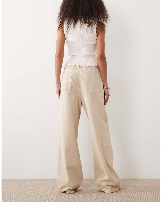 ASOS Natural Pull On Wide Leg Jeans