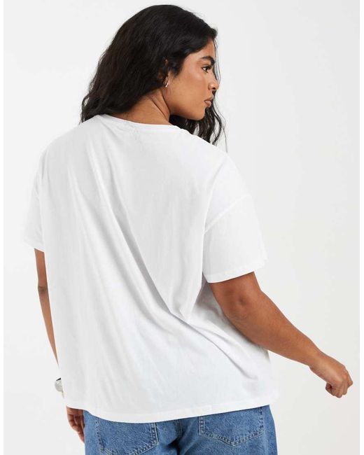 Pieces Plus Blue Pieces Curve Oversized Shopping Bag Graphic T-shirt