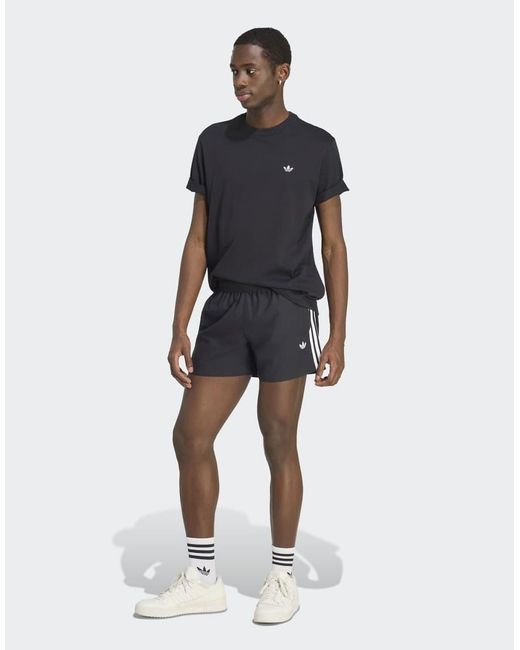 Adidas Originals Black 3 Stripes Swimshorts for men